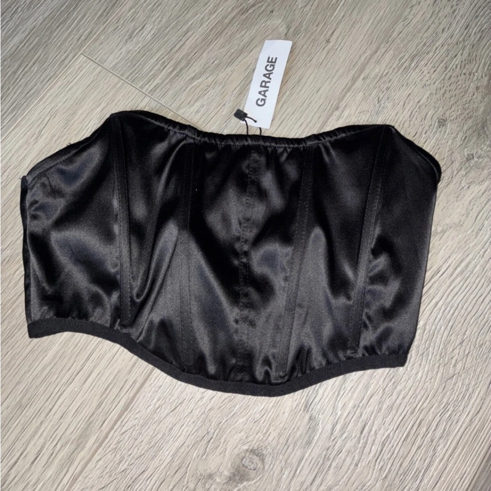 Y2k New Karina satin corset in jet black size small